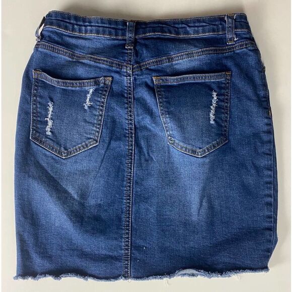 Wax Jean Los Angeles Destroyed Denim Skirt - Size Medium - Picture 5 of 7